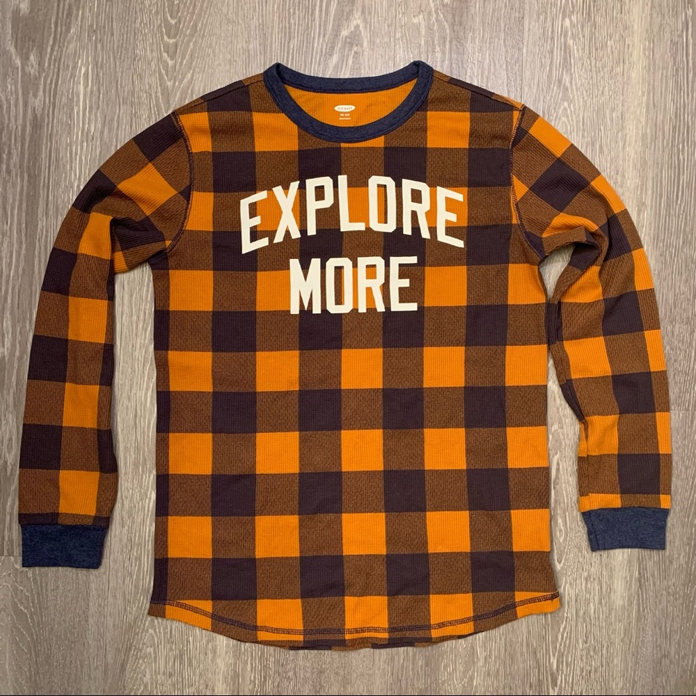Old Navy Explore More Plaid Pattern Thermal Shirt Youth Boy’s Size XXL (18)